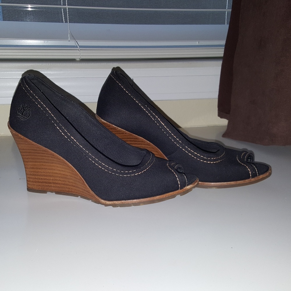 Timberland blue wedge peep toes